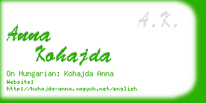 anna kohajda business card